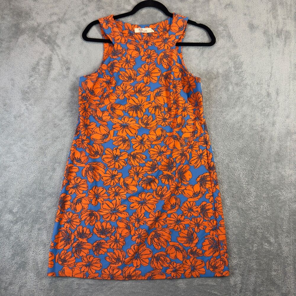 ARYEH Anthropologie Dress Womens Small Orange Blue Floral Sleeveless Stretch Top